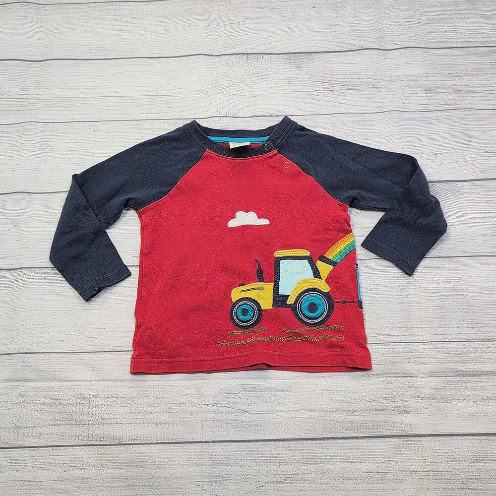 2/3 Frugi Tractor And Wagon Applique Long Sleeve Tee